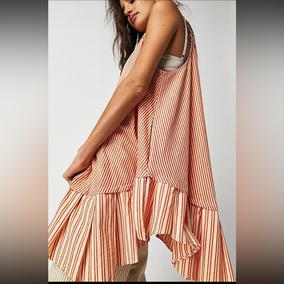 Free People Be Real Mini Dress/Tunic in Rust Stripe Size Small - Picture 3 of 13